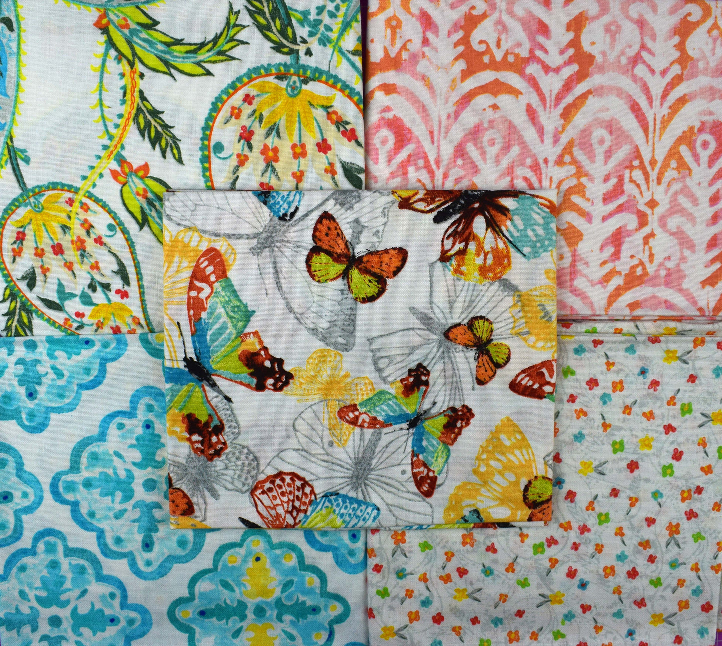 Bohemian Butterfly fat Quarter Bundle, cotton quilting fabric - The Quilt Sanctuary