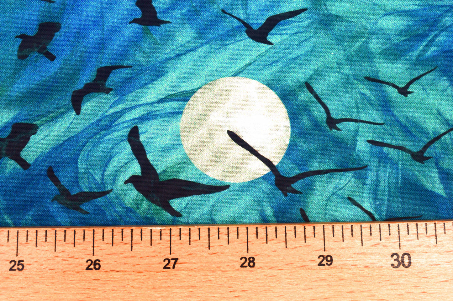 Blue raven fabric with moons for quilting - Price per half Metre