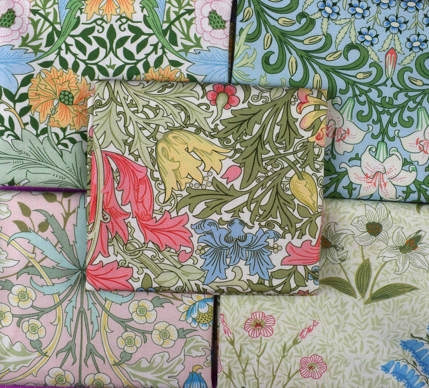 William Morris Simply Nature fat quarter bundle, arts and craft fabric collection, Quilting Fabric, 100% cotton