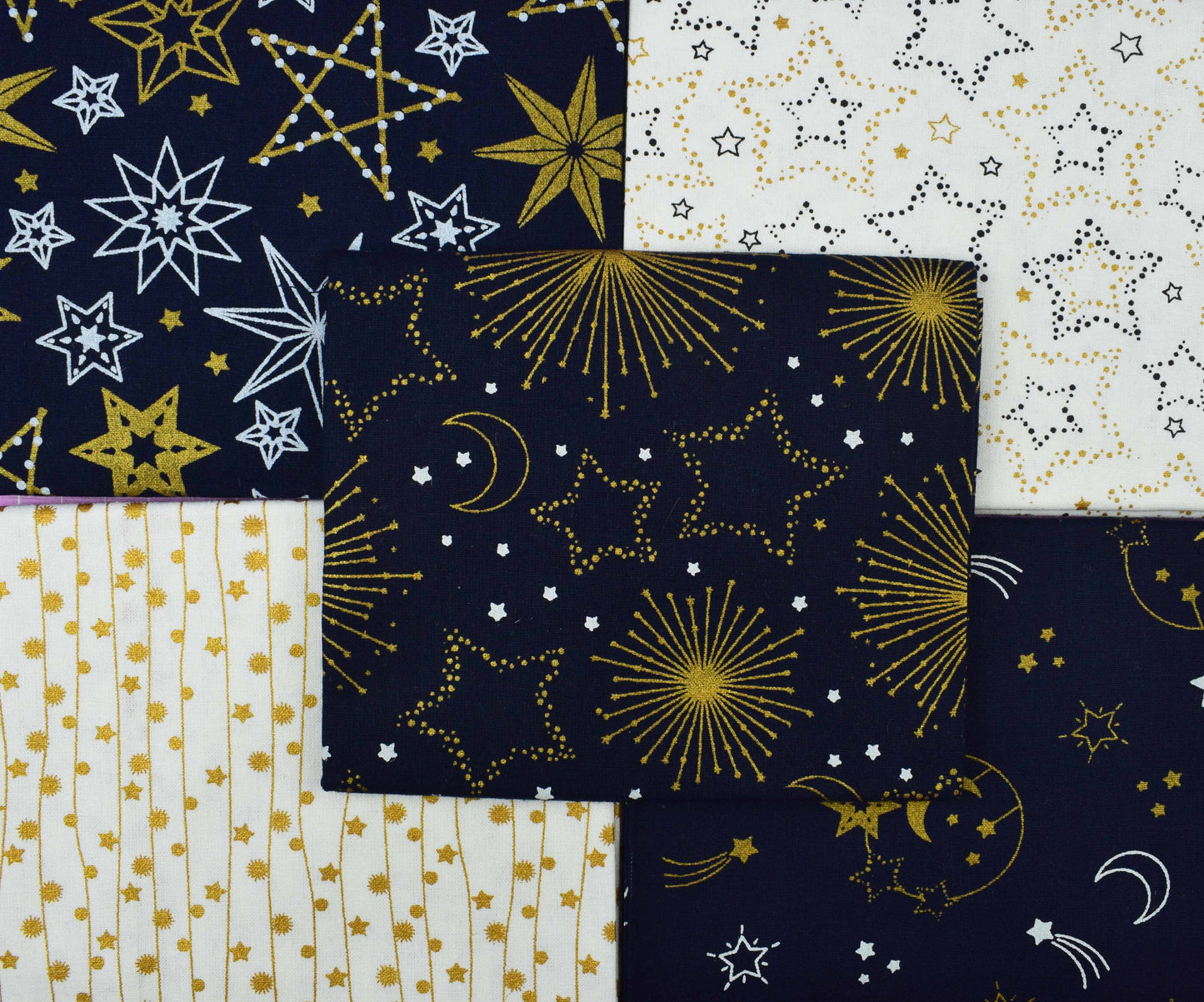 Starry Night fat Quarter Bundle, metallic Christmas fabric fabric, quilting fabric - The Quilt Sanctuary
