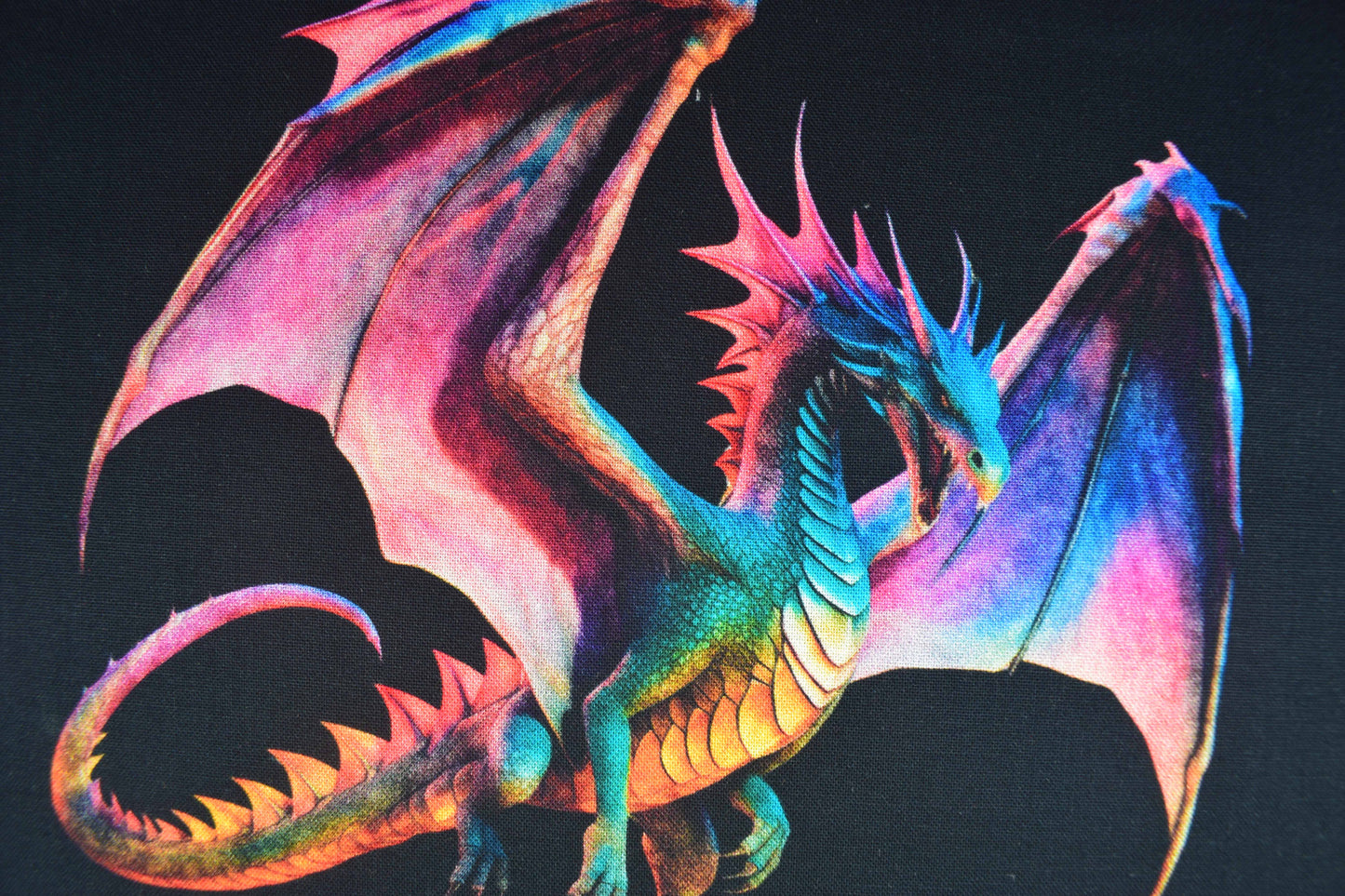 Dragon Quilting Fabric, Cotton, Multi-Coloured Dragons - Price by the Half Metre