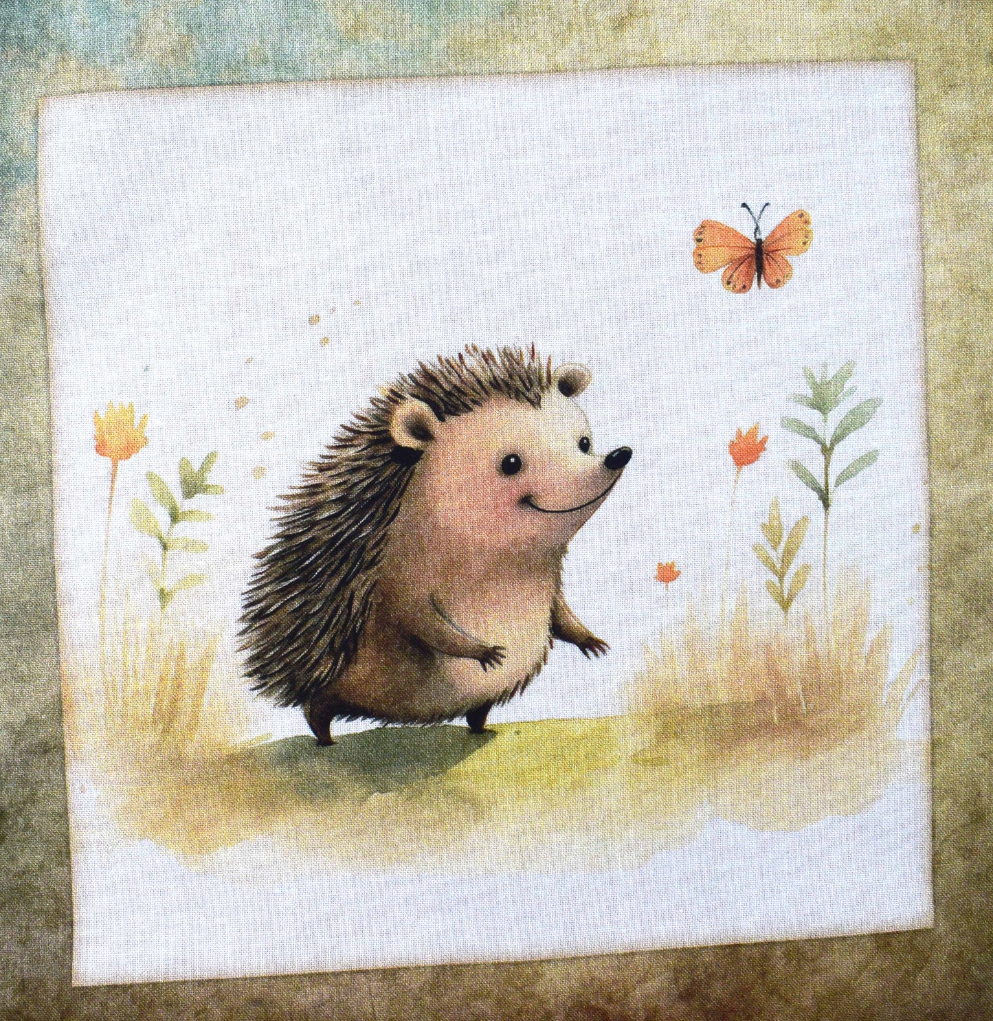 Hedgehog panel, Quilting fabric panels, cotton fabric, Hedgehugs