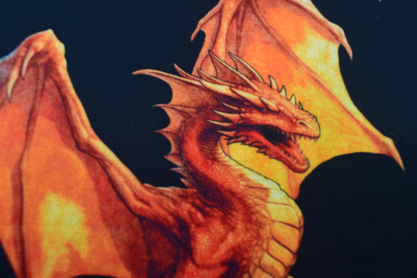 Dragon Quilting Fabric, Cotton, Multi-Coloured Dragons - Price by the Half Metre