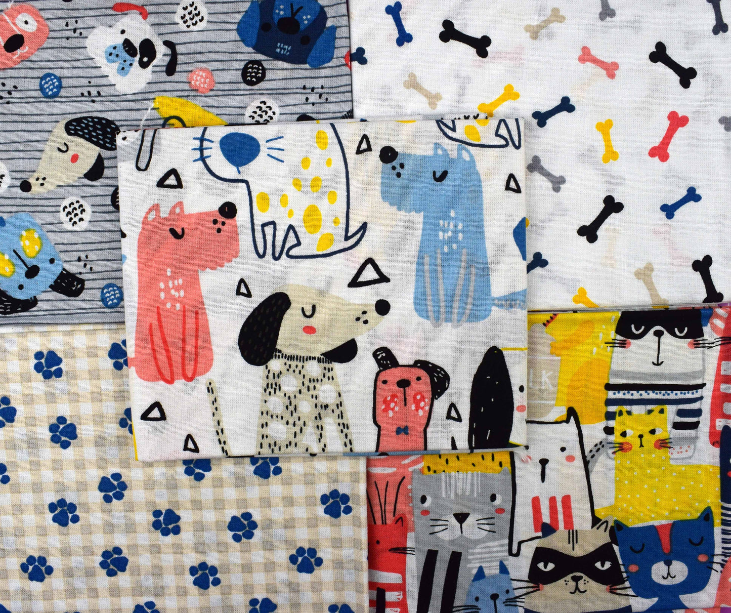 Cats and Dog fat Quarter Bundle, Cotton Quilting Fabric - The Quilt Sanctuary