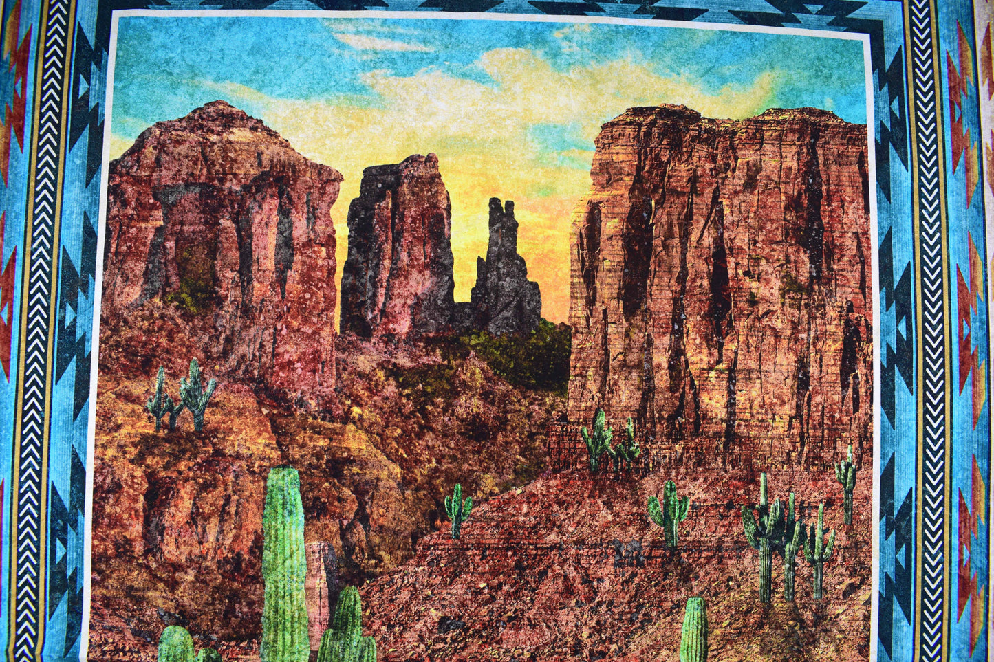 Sedona Spirit Fabric Panel for Quilting, Desert Landscape Cotton Quilt Panel