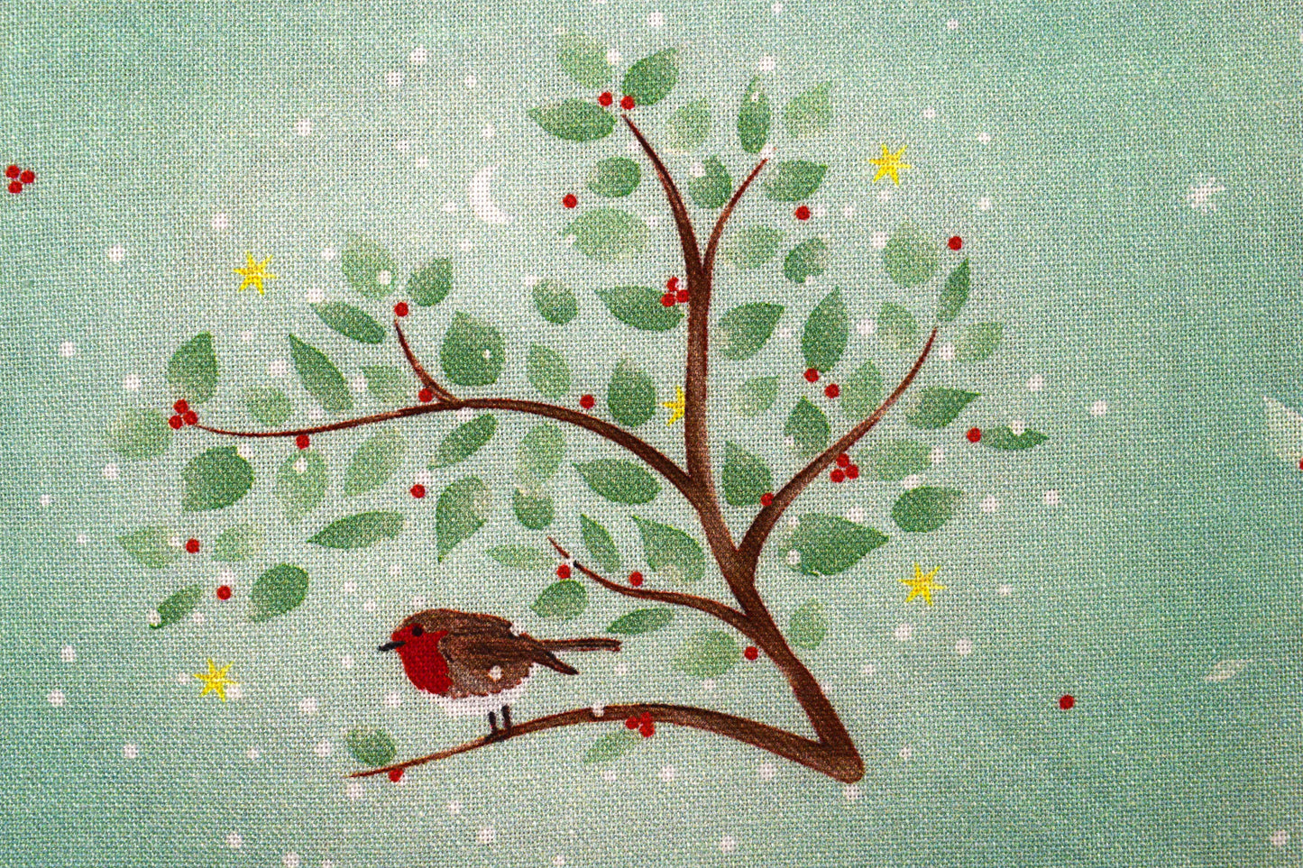 Robin fabric, Holiday quilting fabric, christmas fabric - Price by the Half Metre