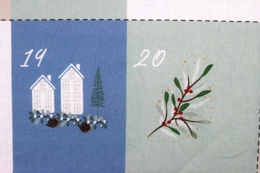 Cosy Christmas fabric advent calendar panel, re-usable advent calendar, - The Quilt Sanctuary