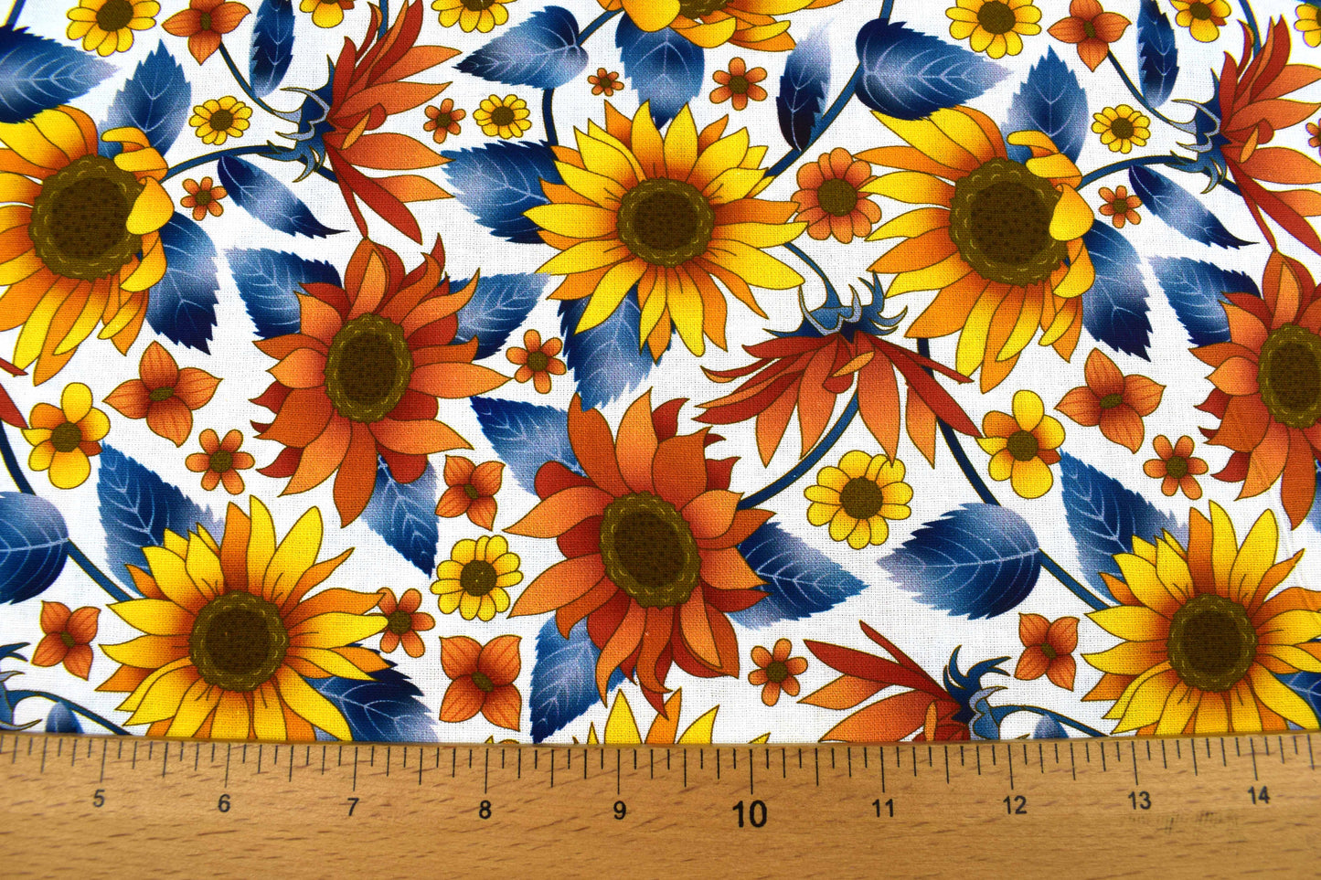 Golden Sunflower fabric, Cotton Quilting fabric, sunflower posy - Price by the Half Metre - The Quilt Sanctuary