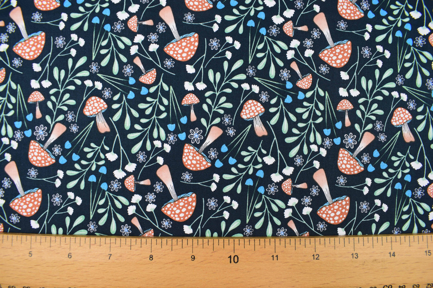 Mushroom fabric, cotton fabric, woodland Magic, Quilting Fabric - Price by the Half Metre - The Quilt Sanctuary