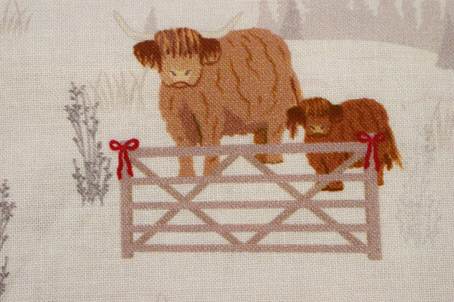 Highland cow Cotton Quilting fabric - price by the Half Metre – 100% Cotton curly cows fabric - The Quilt Sanctuary