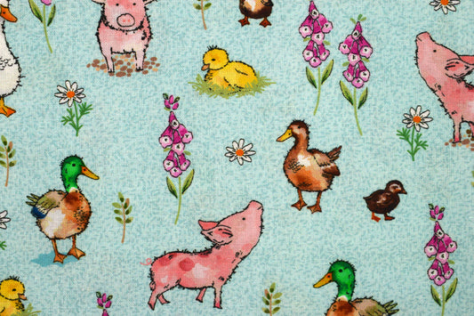 Cute Farm Animal Cotton Quilting Fabric by Half Metre- Price by the Half Metre - The Quilt Sanctuary