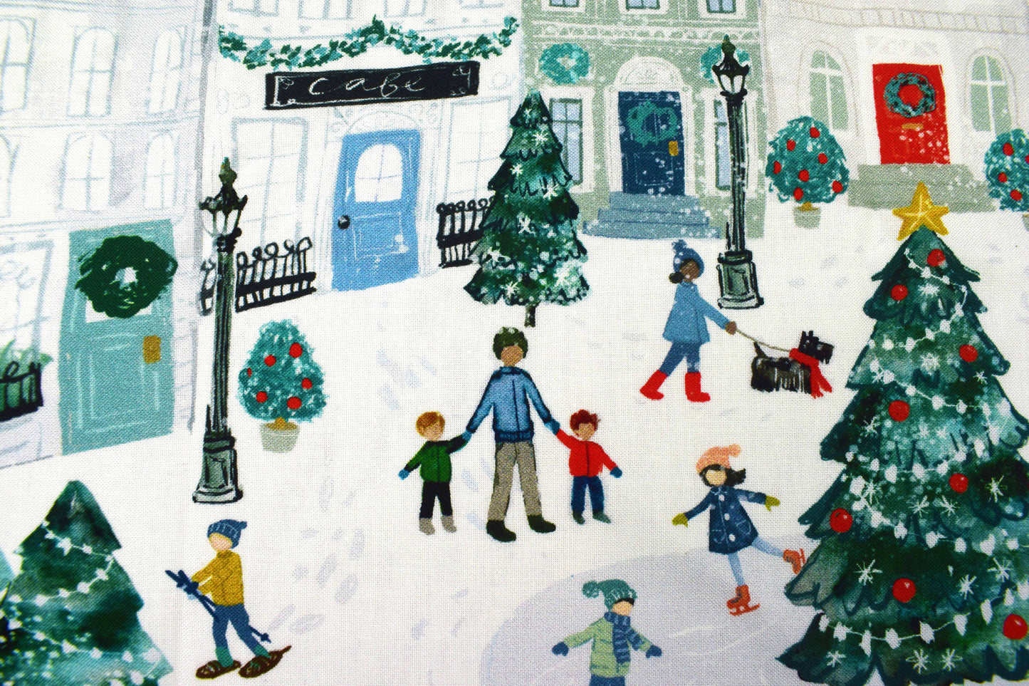 Christmas Village fabric advent calendar panel, re-usable advent calendar