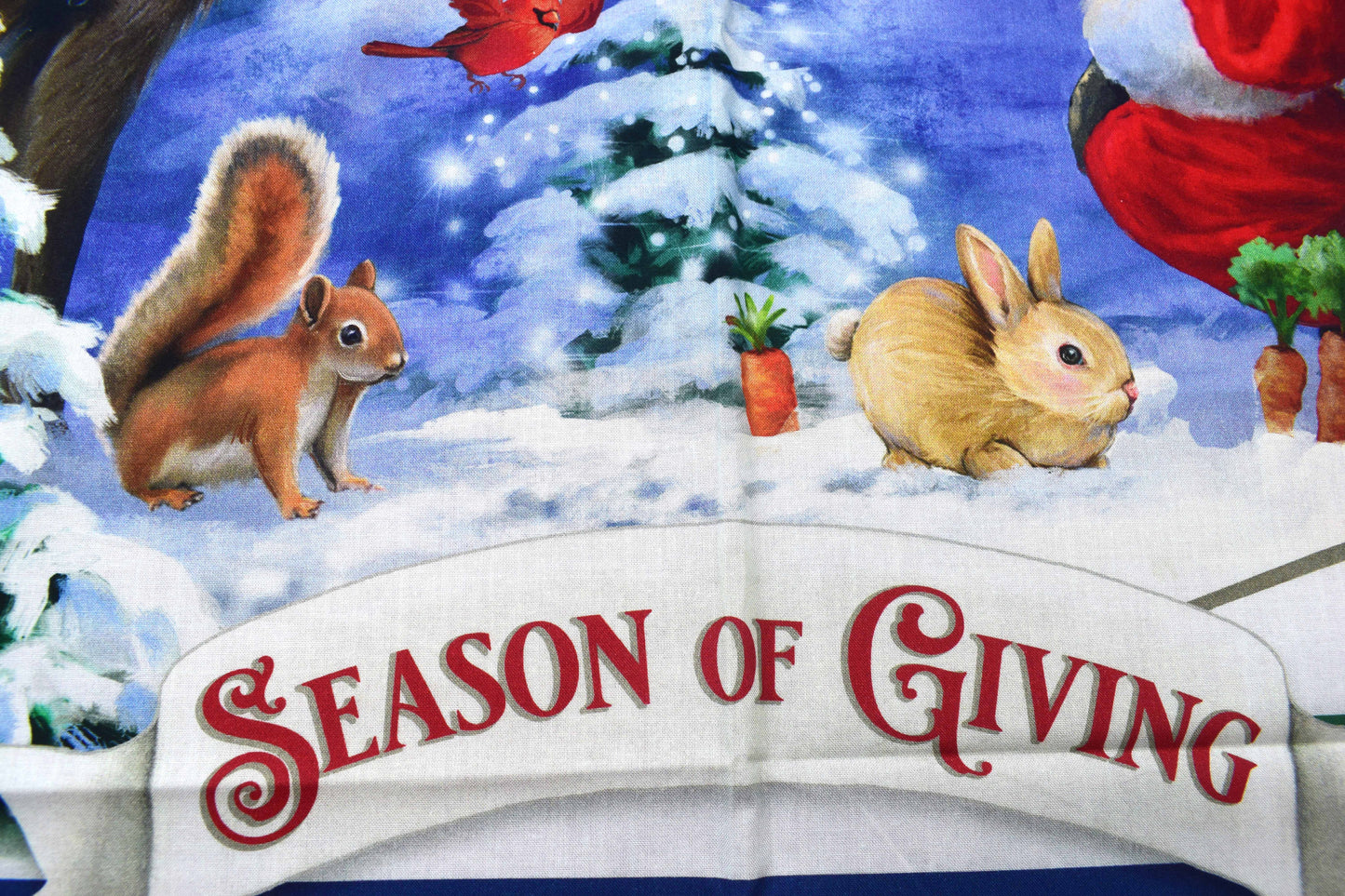 Christmas fabric panel, cotton Quilting panel, Season of giving