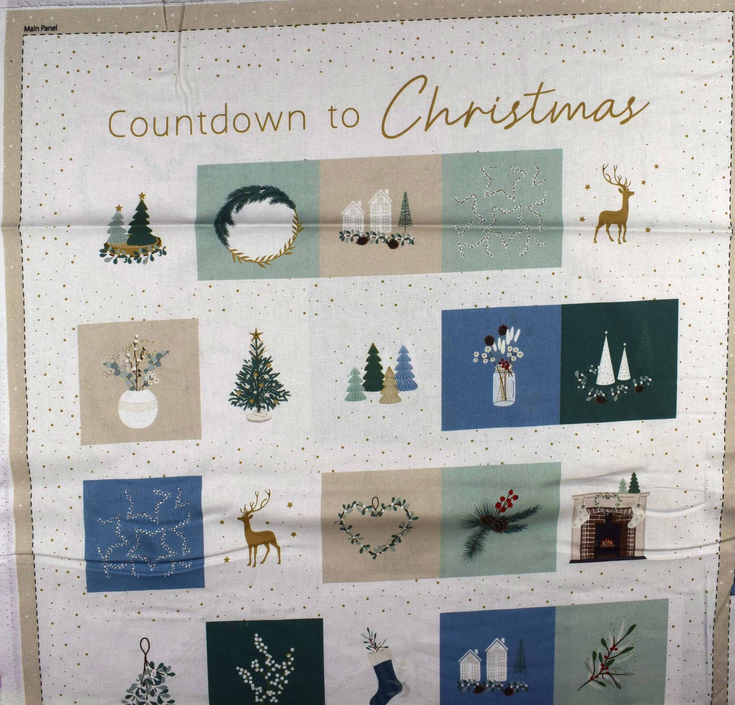 Cosy Christmas fabric advent calendar panel, re-usable advent calendar, - The Quilt Sanctuary