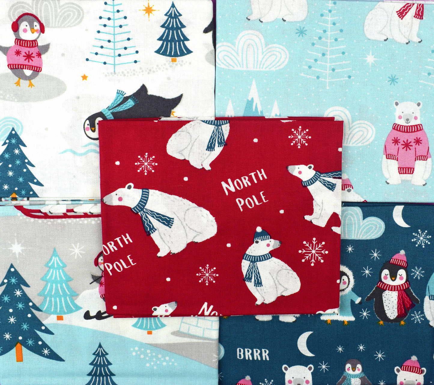 Polar Bear fat Quarter Bundle, quilting fabric, cotton fabric