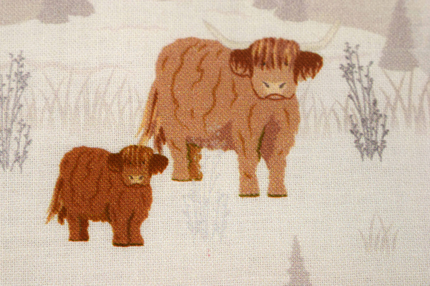 Highland cow Cotton Quilting fabric - price by the Half Metre – 100% Cotton curly cows fabric - The Quilt Sanctuary