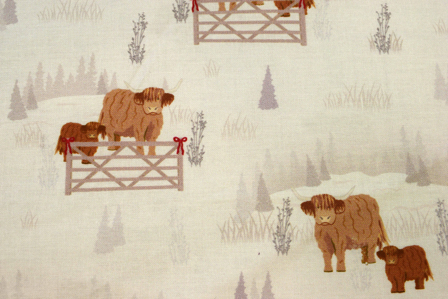 Highland cow Cotton Quilting fabric - price by the Half Metre – 100% Cotton curly cows fabric - The Quilt Sanctuary