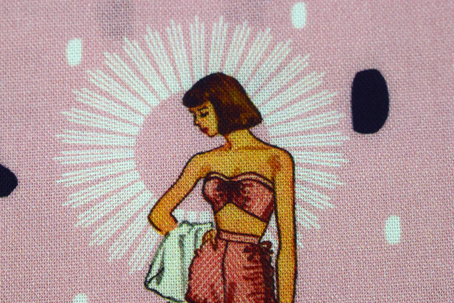 Retro Pin-Up Girl Fabric, Pink Kitsch Leopard Print Cotton - Price by the Half Metre