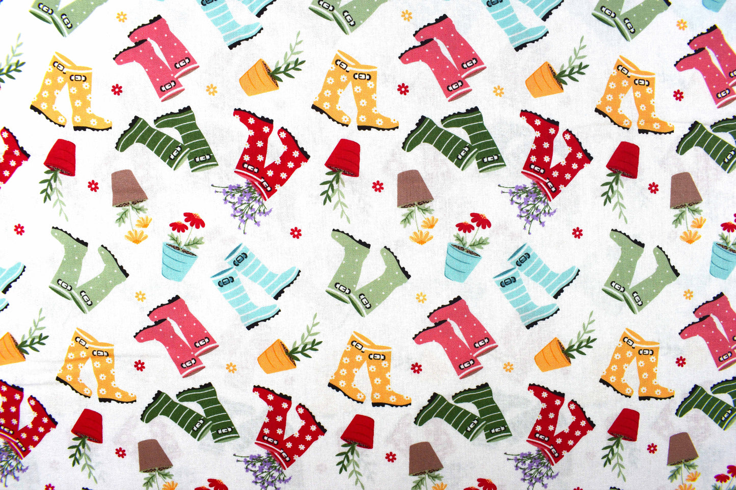 Wellington Boot fabric, Vegetable patch quilting fabric - Price by the Half Metre