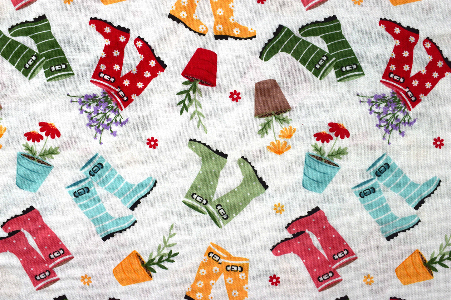 Wellington Boot fabric, Vegetable patch quilting fabric - Price by the Half Metre