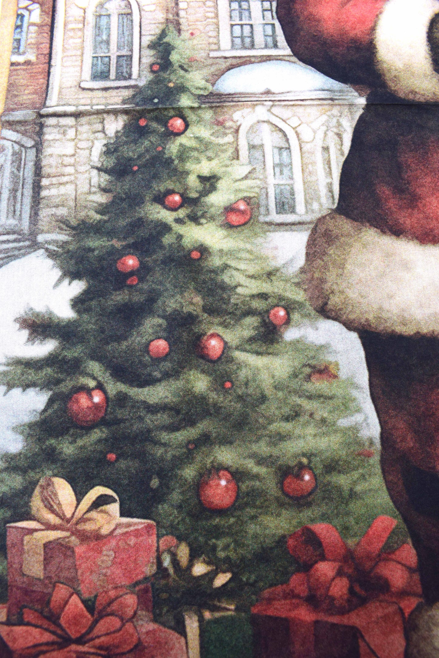 Vintage Christmas fabric panel, cotton Quilting panel, Holly Jolly