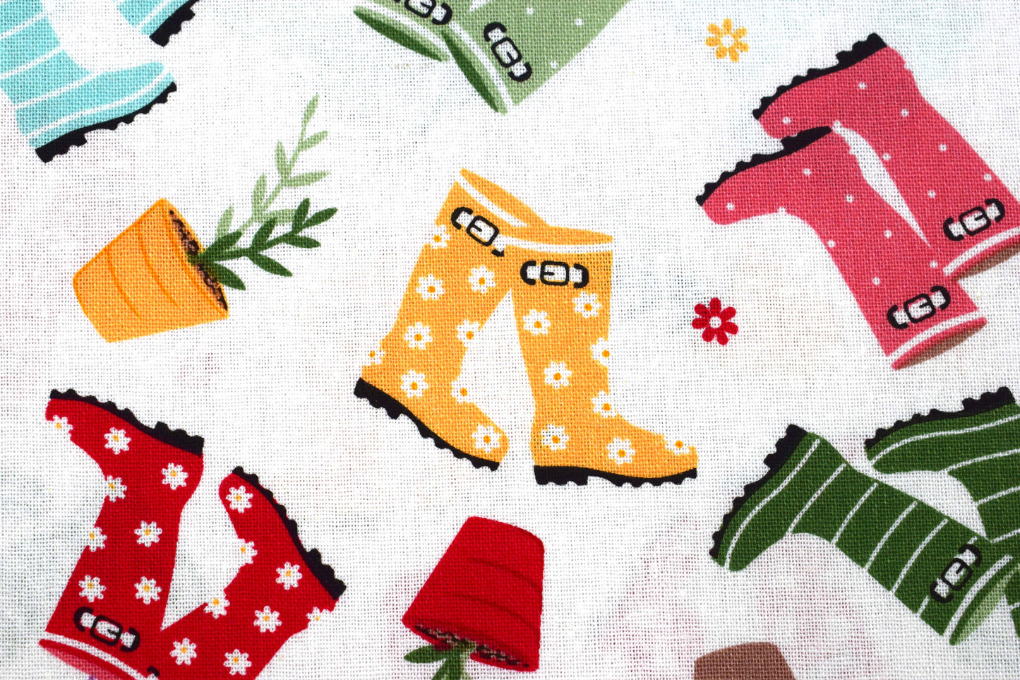 Wellington Boot fabric, Vegetable patch quilting fabric - Price by the Half Metre