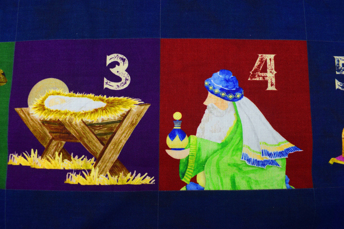 Traditional fabric advent calendar panel, reusable advent calendar