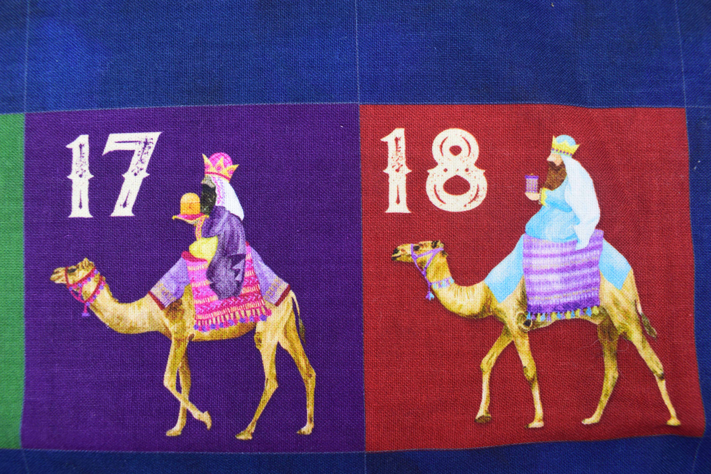 Traditional fabric advent calendar panel, reusable advent calendar