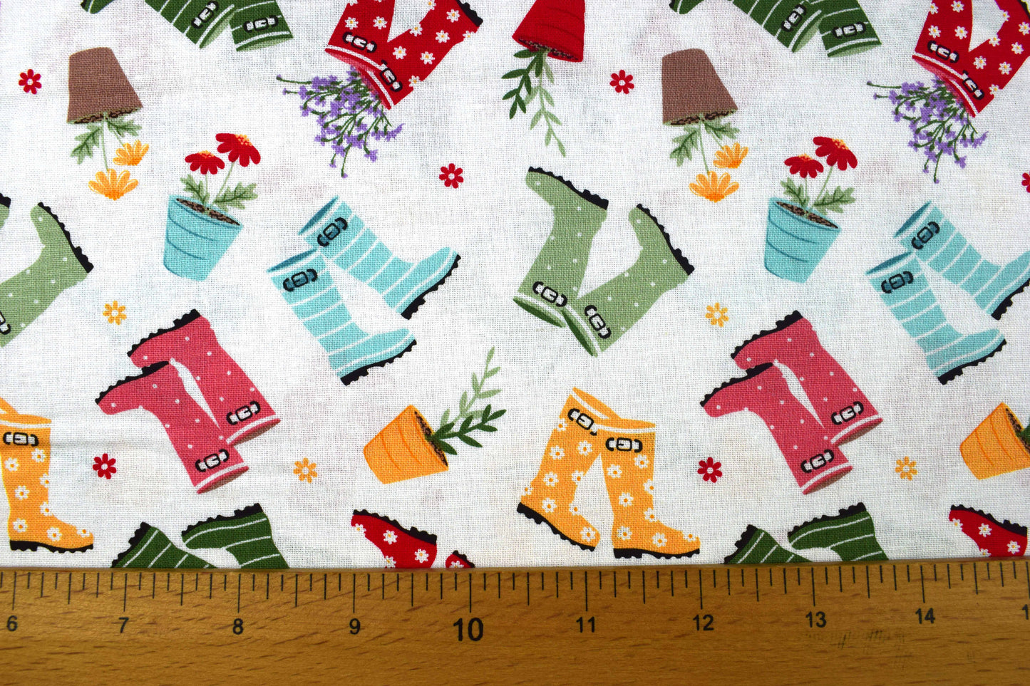 Wellington Boot fabric, Vegetable patch quilting fabric - Price by the Half Metre - The Quilt Sanctuary