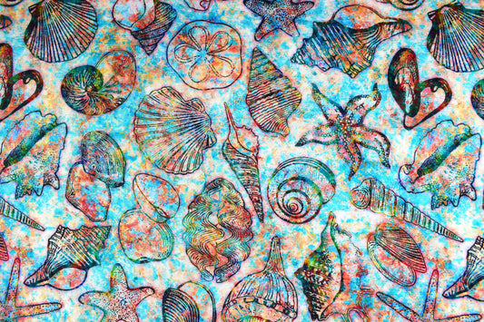 Seashell Fabric, Quilting fabric, cotton fabric, Oceana - Price by the Half Metre - The Quilt Sanctuary