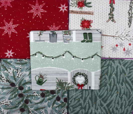 Welcome Home fat Quarter Bundle, cotton quilting fabric, Christmas Fabric - The Quilt Sanctuary