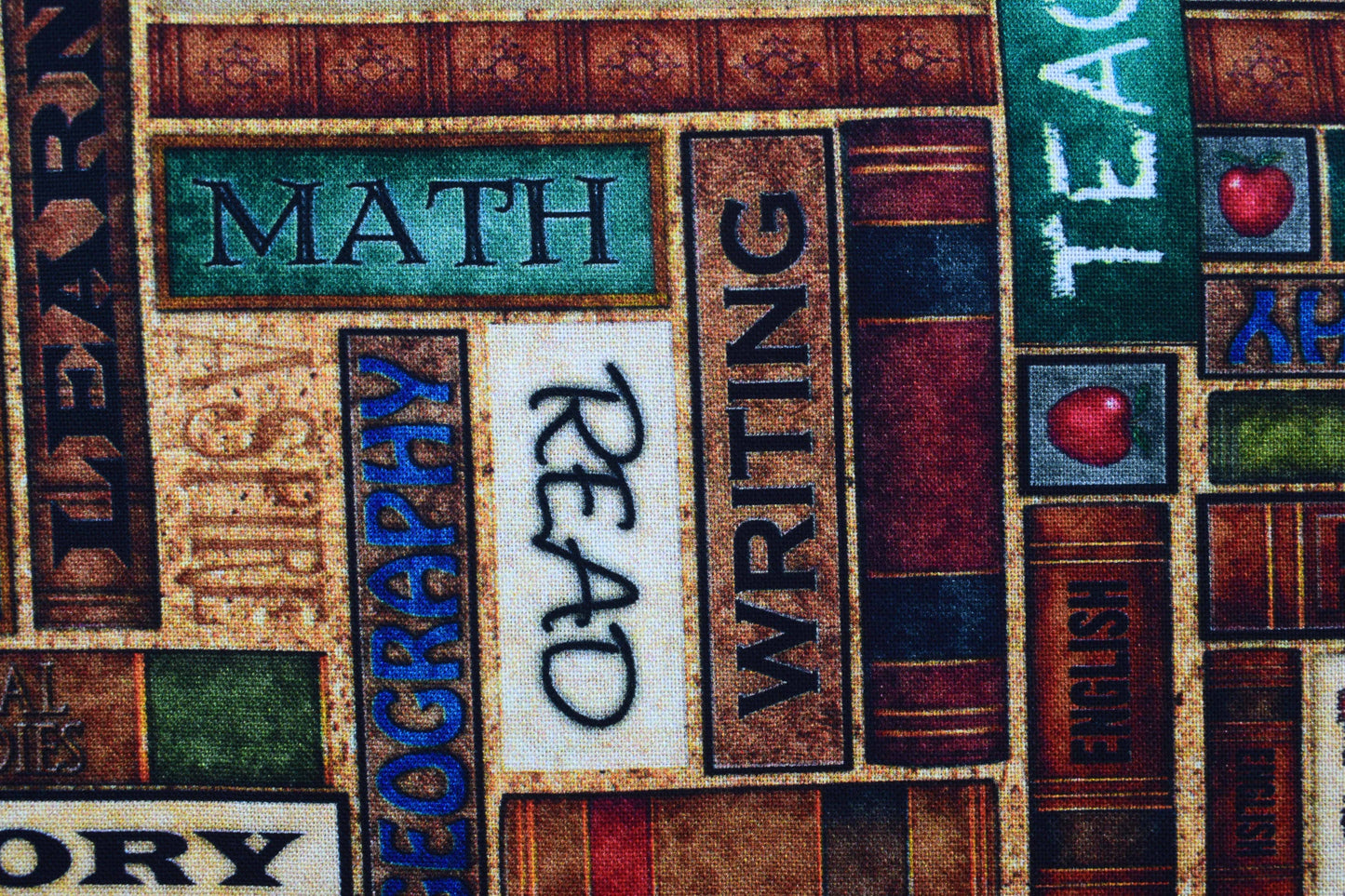 Stack of books Fabric, cotton quilting fabric - Price by the Half Metre
