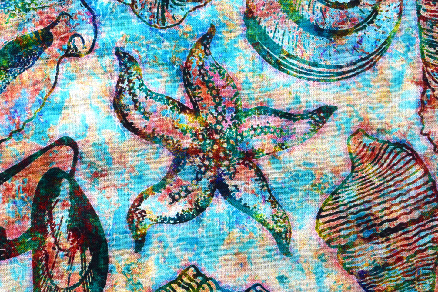 Seashell Fabric, Quilting fabric, cotton fabric, Oceana - Price by the Half Metre