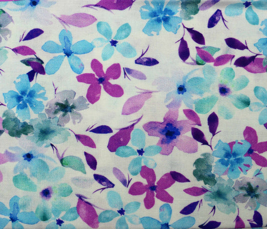 Vivid Water colour fat Quarter Bundle, pastel cotton fabric, Wildflower prints - The Quilt Sanctuary