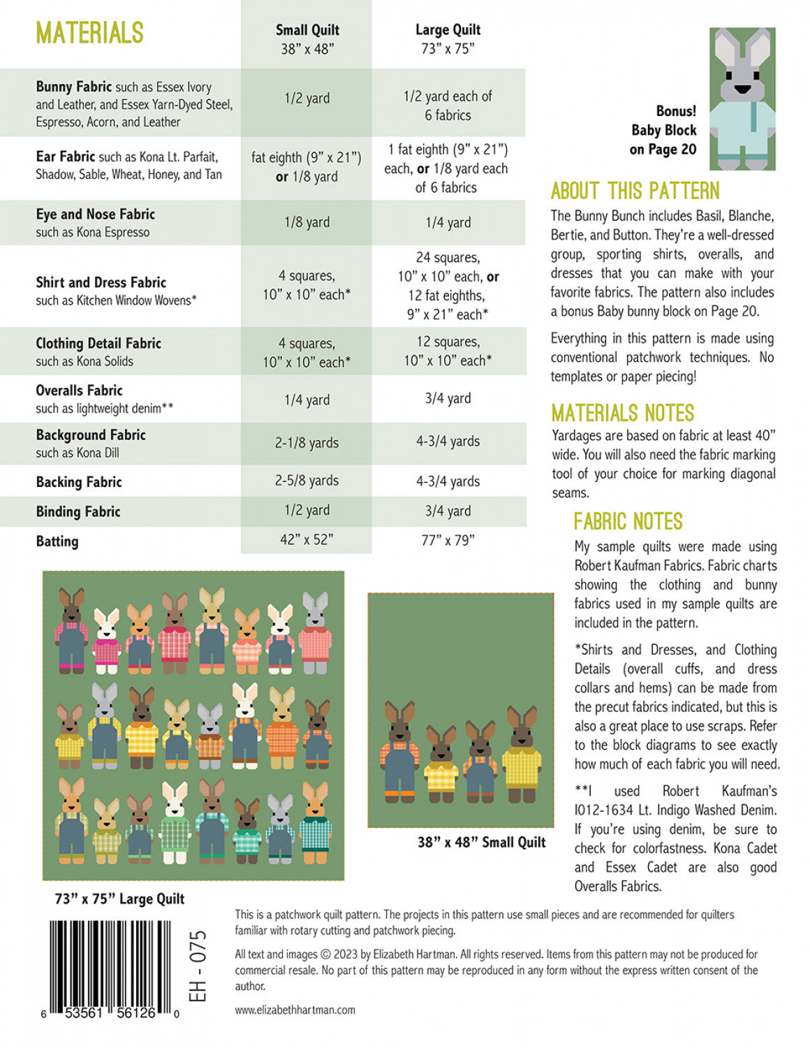 The Bunny Bunch Quilt Pattern by Elizabeth Hartman - PATTERN ONLY - The Quilt Sanctuary