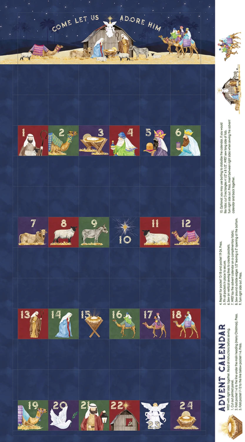 Traditional fabric advent calendar panel, reusable advent calendar
