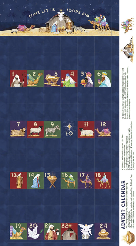 Traditional fabric advent calendar panel, reusable advent calendar - The Quilt Sanctuary