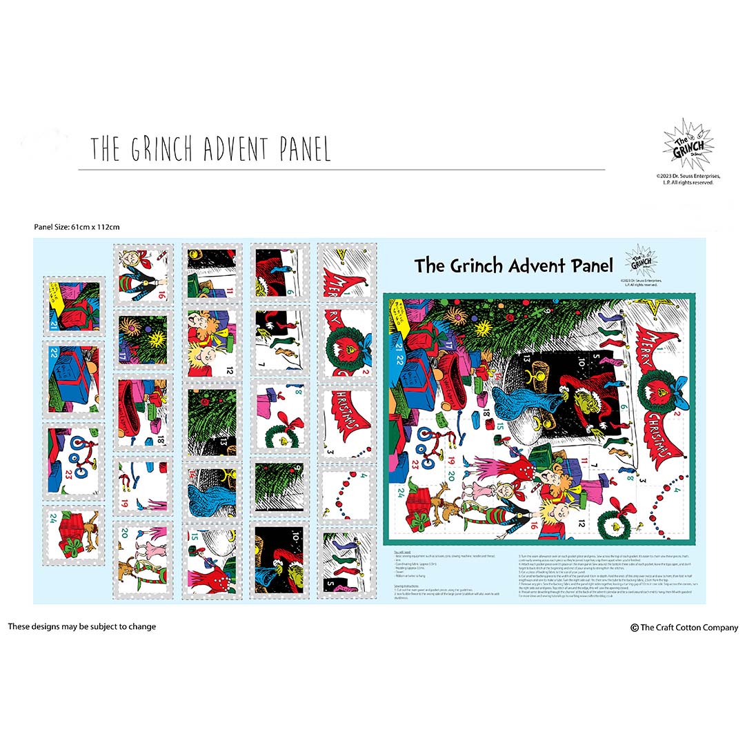 The Grinch fabric advent calendar panel, re-usable advent calendar - The Quilt Sanctuary