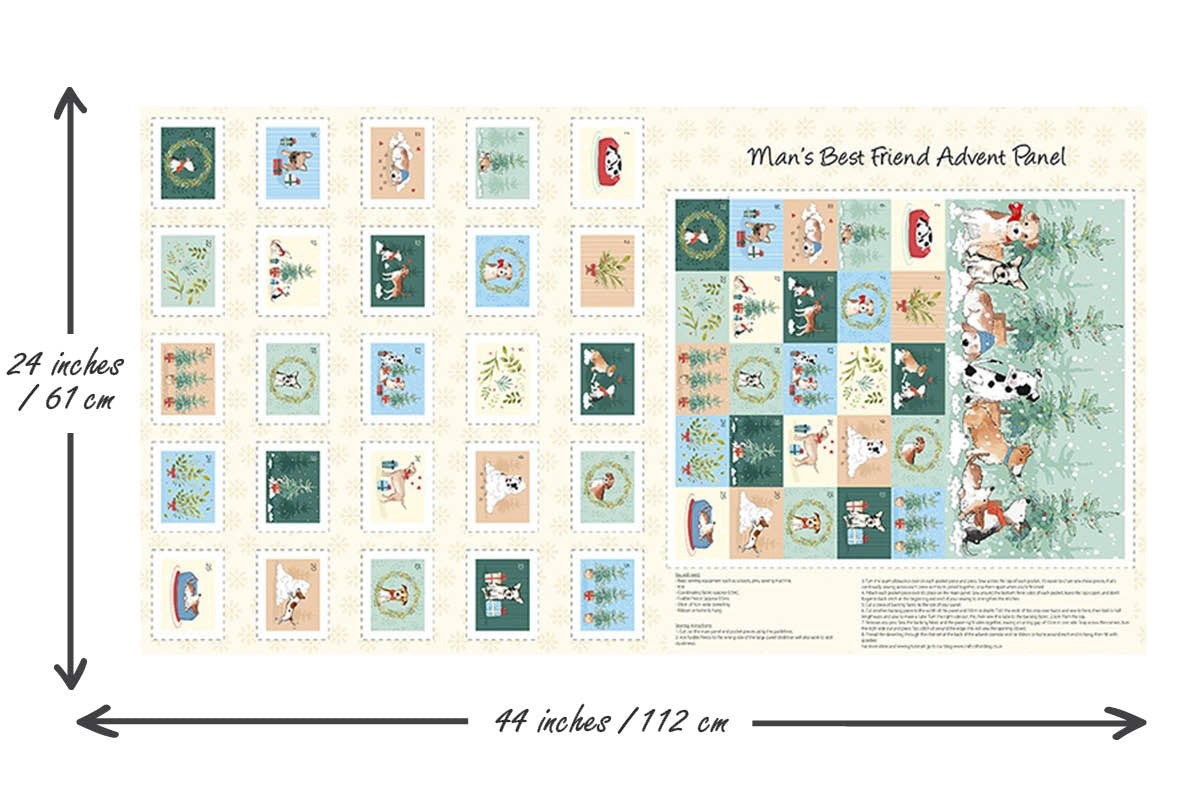 Dog fabric advent calendar panel, re-usable advent calendar, mans best friend