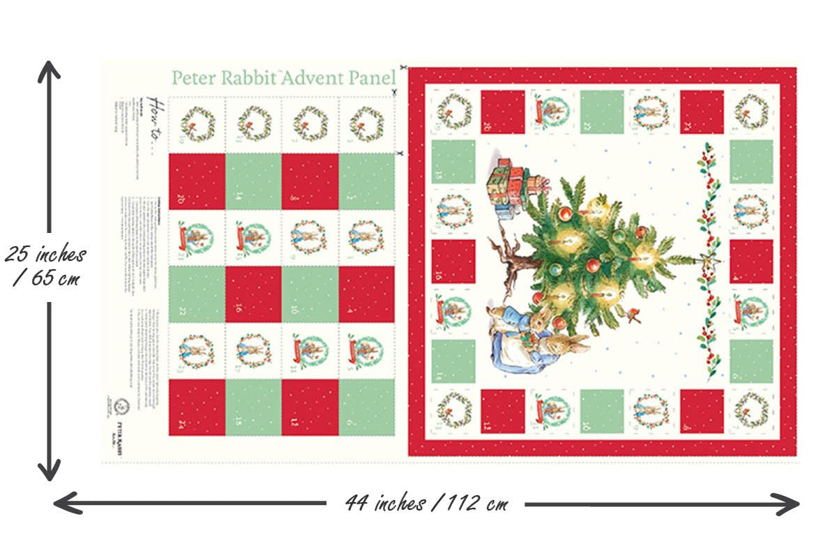 Peter Rabbit fabric advent calendar panel, re-usable advent calendar, joy of giving