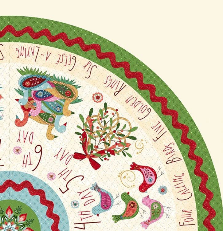 12 Days of Christmas Tree Skirt Fabric Panel , Quilting fabric - NOT FINISHED PRODUCT panel only - The Quilt Sanctuary