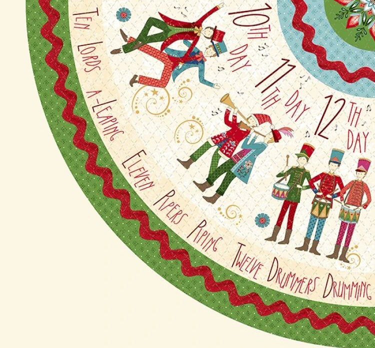 12 Days of Christmas Tree Skirt Fabric Panel , Quilting fabric - NOT FINISHED PRODUCT panel only - The Quilt Sanctuary