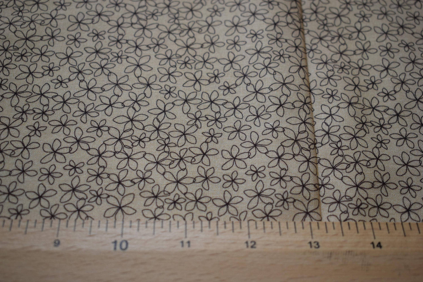 beige floral fabric, stencil flower Quilting fabric, cotton fabric, beige fabric, Price by the Half Metre The Quilt Sanctuary