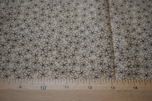 beige floral fabric, stencil flower Quilting fabric, cotton fabric, beige fabric, Price by the Half Metre The Quilt Sanctuary