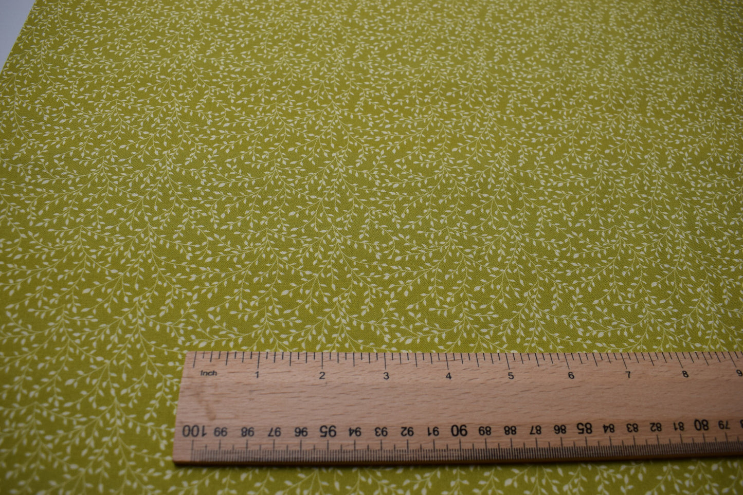 lime green fabric, vine pattern Quilting fabric, cotton fabric, dressmaking fabric, Price by the Half Metre The Quilt Sanctuary