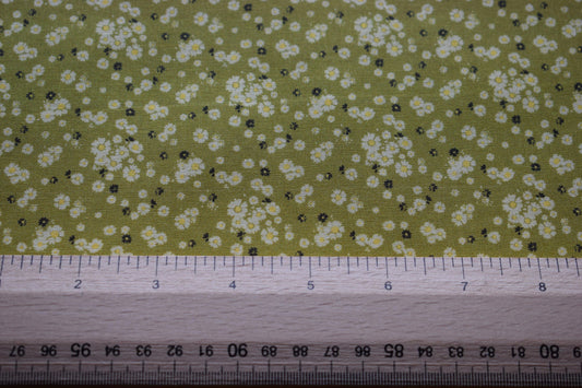 lime green floral fabric, flower Quilting fabric, cotton fabric, lime green fabric, Price by the Half Metre The Quilt Sanctuary