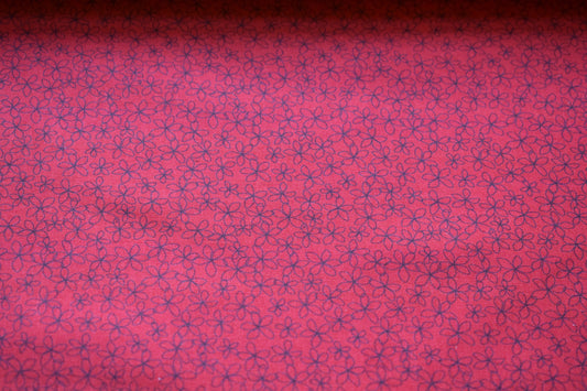 red floral fabric, stencil flower Quilting fabric, cotton fabric, red fabric, flower fabric, black flowers. Price by the Half Metre The Quilt Sanctuary