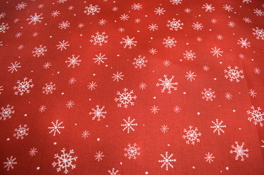 Red Snowflake fabric, christmas fabric, quilting fabric, Just Chillin, - Price by the Half Metre The Quilt Sanctuary