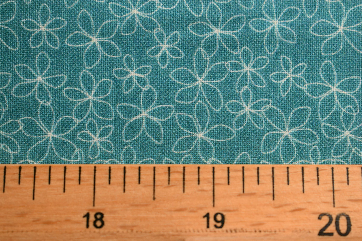 Turquoise floral fabric, stencil flower Quilting fabric, cotton fabric, pale blue fabric, flower fabric Price by the Half Metre The Quilt Sanctuary