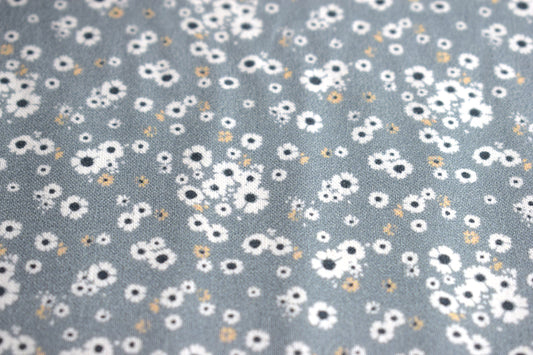 Grey floral fabric, flower Quilting fabric, cotton fabric, grey fabric, daisy fabric, Gray quilting fabric Price by the Half Metre The Quilt Sanctuary